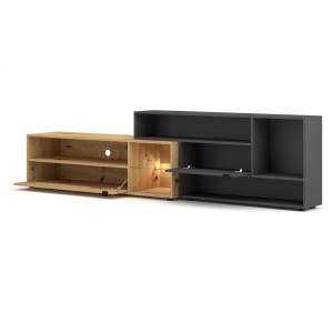 Ensemble meuble TV ROCK 240 cm. Coloris chêne et gris anthracite