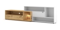 Ensemble meuble TV ROCK 240 cm. Coloris chêne et blanc