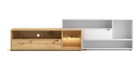 Ensemble meuble TV ROCK 240 cm. Coloris chêne et blanc