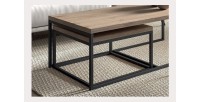 Table d'appoint style industriel HELLINGTON effet vieux chêne - Table basse - Ensemble 3 pièces