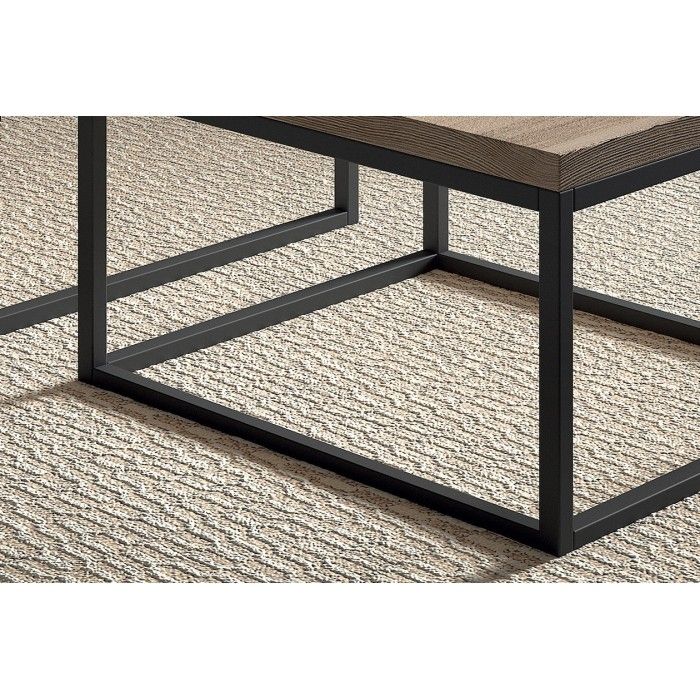 Table d'appoint style industriel HELLINGTON effet vieux chêne - Table basse - Ensemble 3 pièces