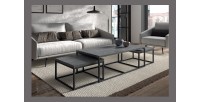 Table d'appoint style industriel HELLINGTON effet béton - Table basse - Ensemble 3 pièces