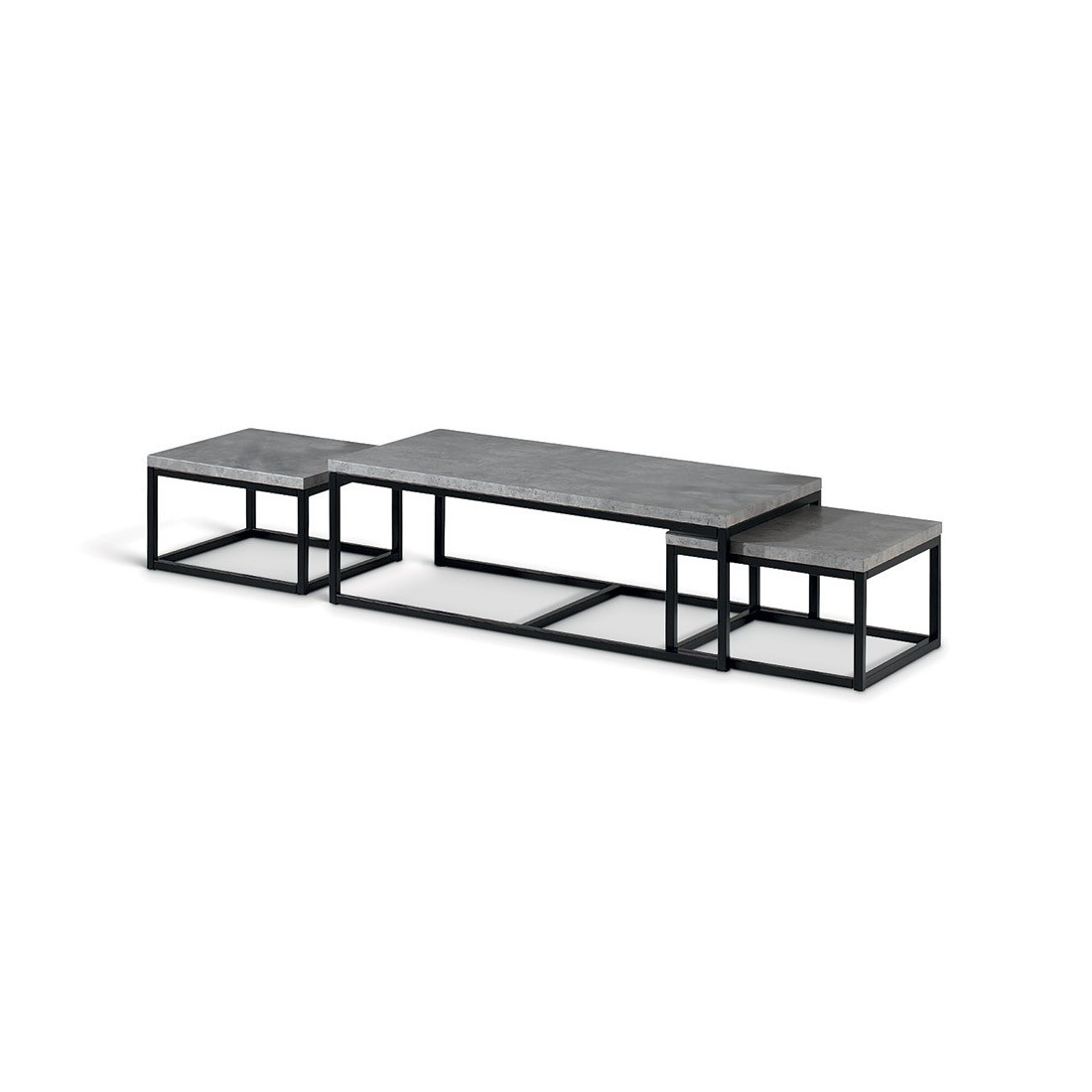 Table d'appoint style industriel HELLINGTON effet béton - Table basse - Ensemble 3 pièces