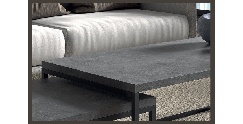 Table d'appoint style industriel HELLINGTON effet béton - Table basse - Ensemble 3 pièces