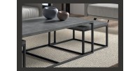 Table d'appoint style industriel HELLINGTON effet béton - Table basse - Ensemble 3 pièces