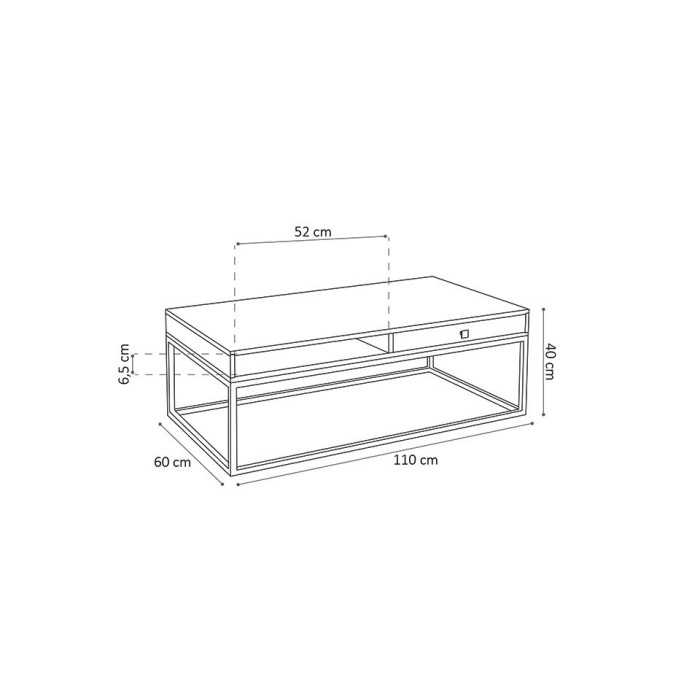Table basse GOA en bois massif style industriel. Table en bois massif avec niche et tiroir.
