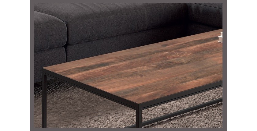 Table Basse rectangulaire GOA en bois massif. Meuble style industriel
