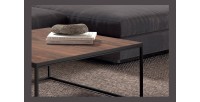 Table Basse carré GOA en bois massif (80x80cm). Meuble style industriel