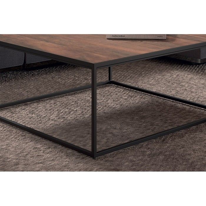 Table Basse carré GOA en bois massif (80x80cm). Meuble style industriel