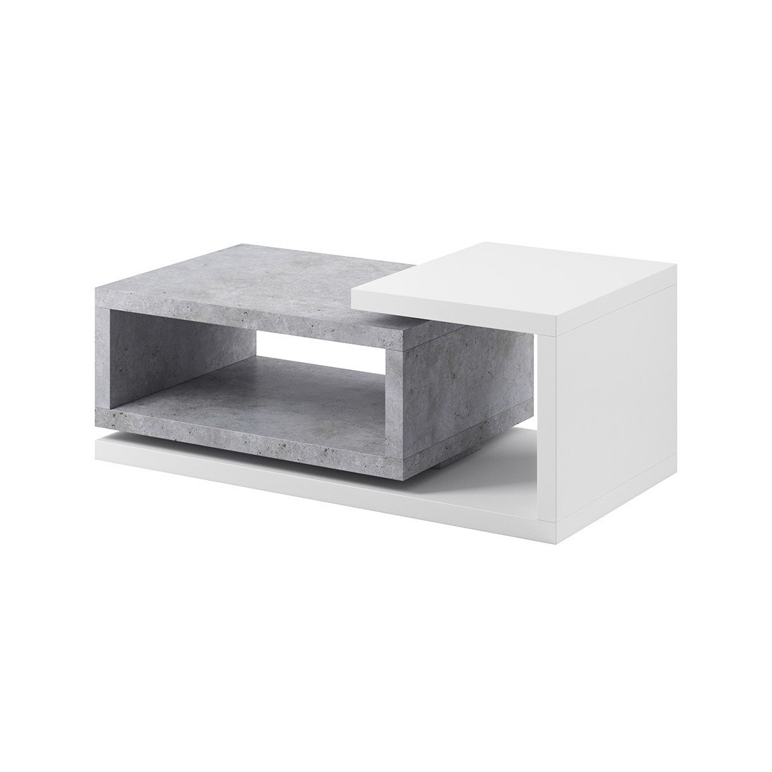 Table basse design collection BERGAME. Coloris blanc et gris. Style design