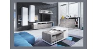 Table basse design collection BERGAME. Coloris blanc et gris. Style design