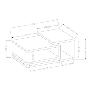 Table basse design collection BERGAME. Coloris blanc et gris. Style design