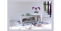 Table basse design collection BERGAME. Coloris blanc et gris. Style design