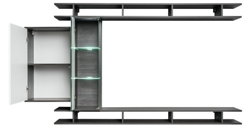 Ensemble meuble TV mural TONY design couleur gris anthracite. Meuble de salon suspendu