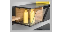 Ensemble de meubles pour votre salon KLIS. Composition murale coloris gris perle et chêne. LED incluses. Meuble tv design