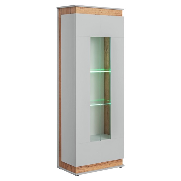 Vitrine, bibliothèque, vaisselier MUNICH modèle haut + LED. Meuble design idéal pour votre salle à manger