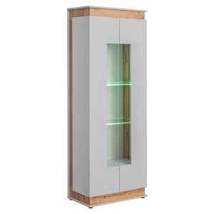Vitrine, bibliothèque, vaisselier MUNICH modèle haut + LED. Meuble design idéal pour votre salle à manger