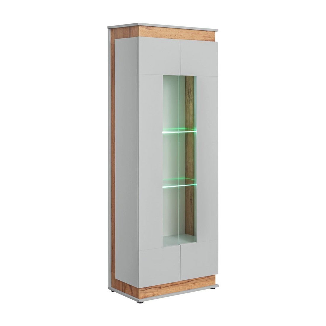Vitrine, bibliothèque, vaisselier MUNICH modèle haut + LED. Meuble design idéal pour votre salle à manger