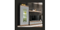 Vitrine, bibliothèque, vaisselier MUNICH modèle haut + LED. Meuble design idéal pour votre salle à manger