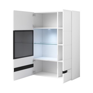 Bibliothèque, vitrine, vaisselier + LED collection LUCIA. Modèle XL. Meuble design.