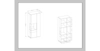 Vitrine, bibliothèque, vaisselier KILES coloris gris anthracite et chêne. Modèle vitrine gauche. LED intégrée
