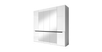 Chambre à coucher LUCIA : Armoire 5 portes, Lit 160x200, 2 Chevets. Couleur blanc.