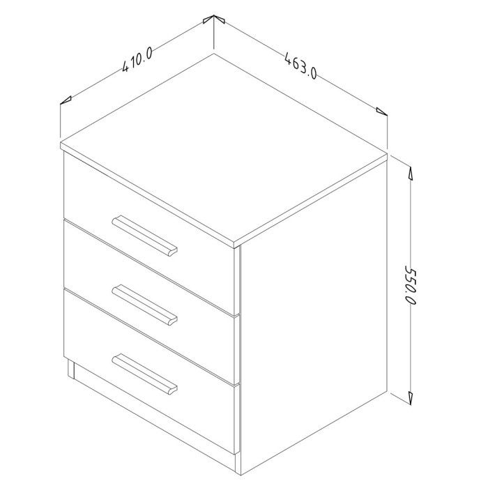 Chambre à coucher EOS : Armoire 200cm, Lit 160x200, commode, chevets. Couleur chêne foncé et noir