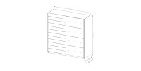 Chambre à coucher EOS : Armoire, Lit 180x200, commode, chevets. Couleur chêne foncé et noir