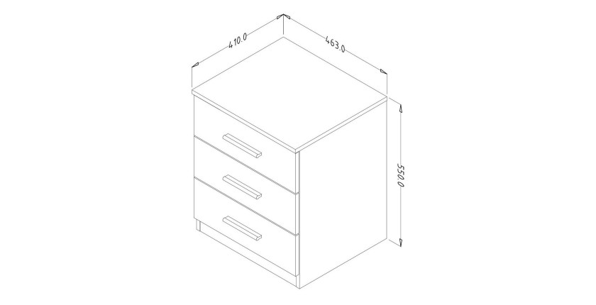 Chambre à coucher EOS : Armoire 220x210, Lit 180, commode, chevets. Couleur chêne foncé et noir