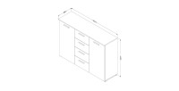 Chambre à coucher EOS : Armoire 220x210, Lit 180, commode, chevets. Couleur chêne foncé et noir