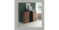 Chambre à coucher EOS : Armoire 220x210, Lit 180, commode, chevets. Couleur chêne foncé et noir