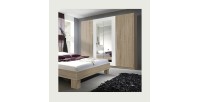 Armoire 4 portes avec miroirs couleur chêne et blanc - IRINA