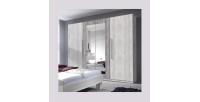 Armoire 4 portes avec miroirs couleur gris clair et gris foncé - IRINA