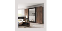 Armoire 4 portes avec miroirs couleur chêne foncé et noir - IRINA