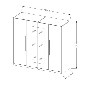Armoire 4 portes avec miroirs couleur chêne foncé et noir - IRINA