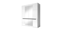 Armoire design 4 portes et 2 miroirs couleur blanche finitions glossy - LUCIA