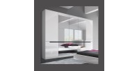 Armoire design 5 portes et 3 miroirs couleur blanche finitions glossy - LUCIA