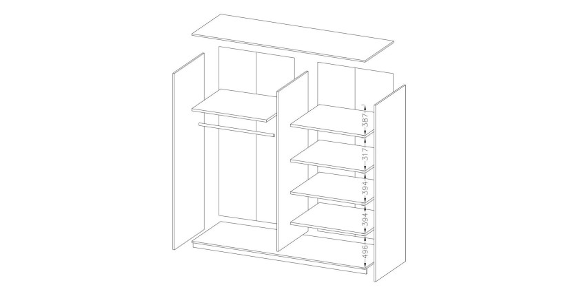 Armoire design 2 portes 200cm couleur chêne foncé. Collection EOS