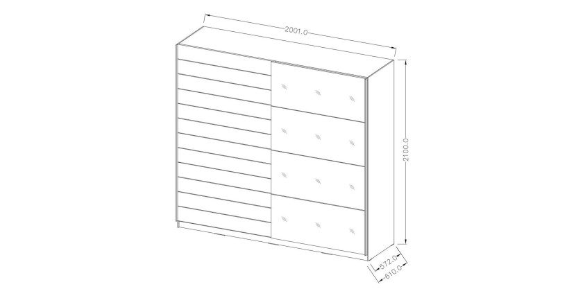 Armoire design 2 portes 200cm couleur chêne foncé. Collection EOS