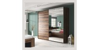Armoire design 2 portes 220cm couleur chêne foncé. Collection EOS