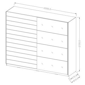 Armoire design 2 portes 220cm couleur chêne foncé. Collection EOS