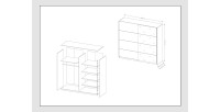 Armoire design 200cm. 2 portes avec miroirs modulables. Couleur blanc mat. Collection EOS