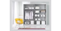 Armoire design 2 portes 200 cm avec miroir. Couleur blanc brillant. Collection EOS