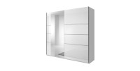 Armoire design 2 portes 200 cm avec miroir. Couleur blanc brillant. Collection EOS