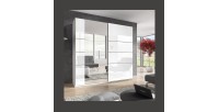 Armoire design 2 portes 200 cm avec miroir. Couleur blanc brillant. Collection EOS