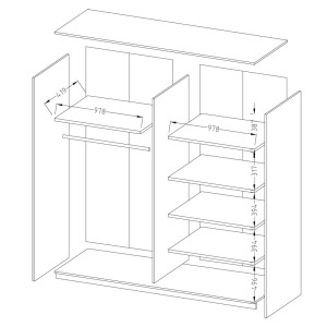 Armoire design 2 portes 200 cm avec miroir. Couleur blanc brillant. Collection EOS