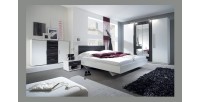 Commode design 2 portes et 4 tiroirs 130cm. Collection IRINA coloris blanc et gris anthracite.