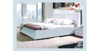 Lit Design en simili cuir VERONA. Couchage 160x200. Lit 2 places et sommier pour chambre à coucher