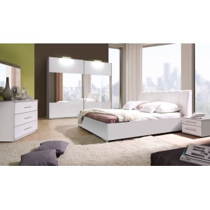 Lit Design en simili cuir VERONA. Couchage 160x200. Lit 2 places et sommier pour chambre à coucher