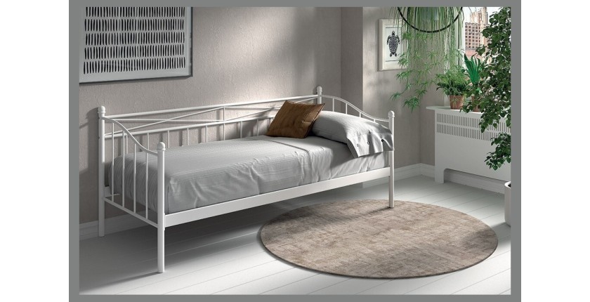 Lit banquette blanc SOBLA 90x200 - Style contemporain